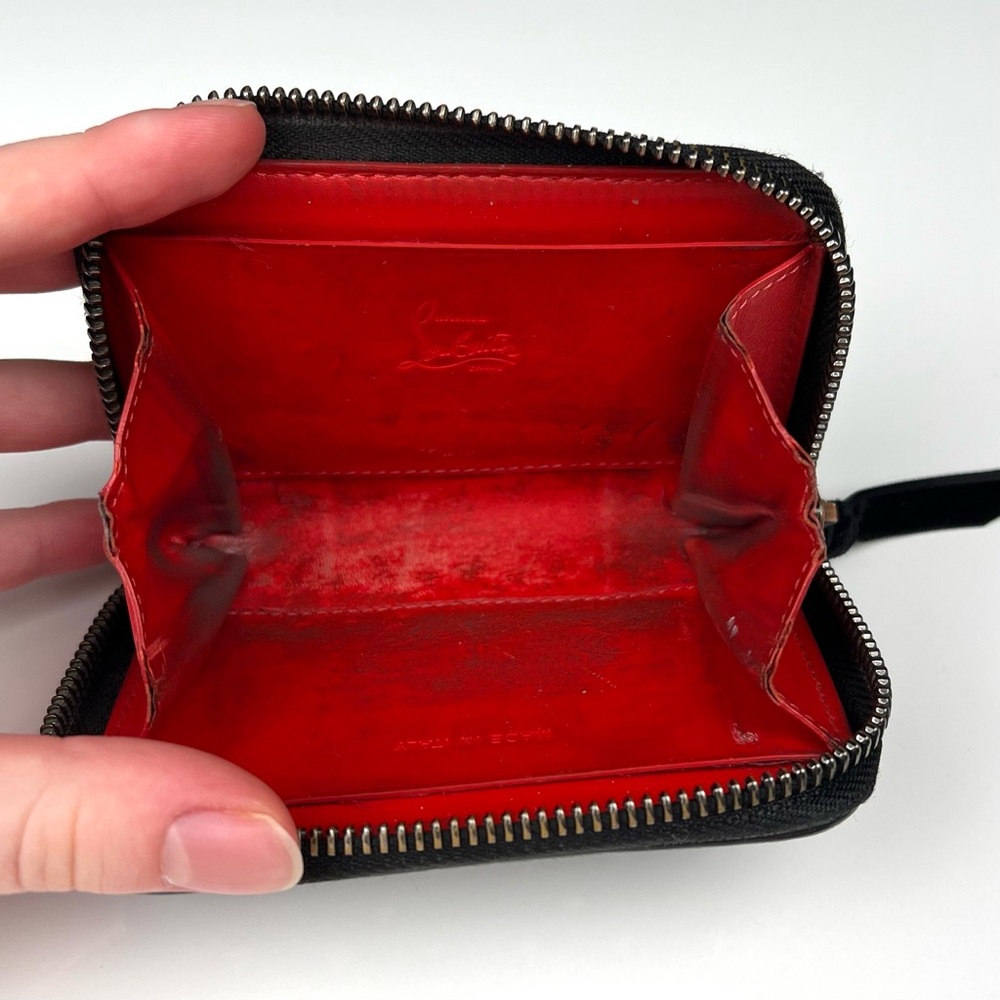 Christian Louboutin Metallic Patent Spikes Panettone Coin Purse Black Mu… - Picture 5 of 7